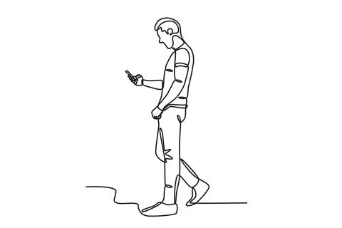 Side view of a man using a cellphone Stock Illustration