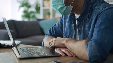 Side view of man working at home. 스톡 동영상 128800038