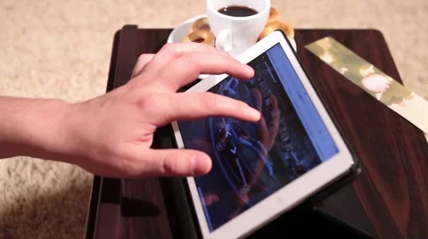 A side view of man working with tablet Stock Footage 58395479