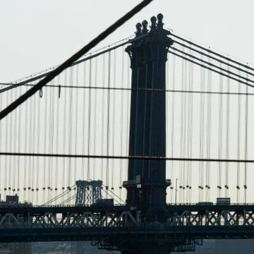 Side view of the Manhattan Bridge Stock Photos