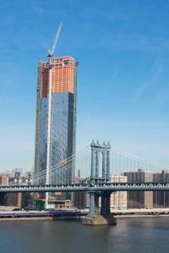 A side view of The Manhattan Bridge Stock Photos