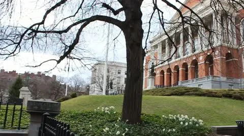 Side view of the Massachusetts State House Stock Footage 12113278