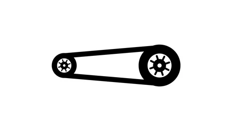Side view mechanical belt gear icon animation isolated on white background Vidéo 336600995