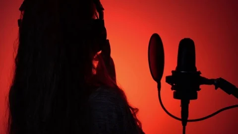 Side view medium close-up shot of cute little girl silhouette getting ready to Stock Footage 75198887