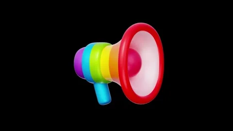 Side View of Megaphone Bullseye Decorated in Pride Flag Stripes. Stock Footage 340283497