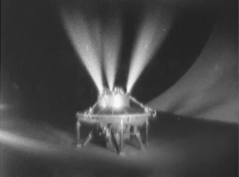 Side view Mercury Launch Vehicle Retrorocket firing inside Altitude Wind Tunnel Stock Footage 262065476