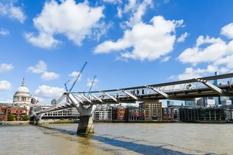 Side view of Millennium Bridge Stock Photos