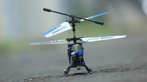 Side view mini Remote controlled helicopter 写真素材