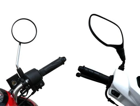 Side View mirror and handle of motorcycle isolated on white background. Photos