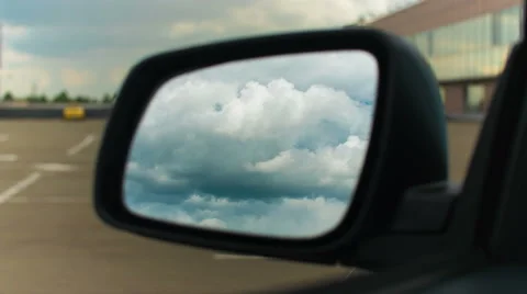 Side view of the mirror with storm clouds reflection. Time lapse capture Stock-Footage 53727889