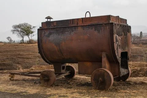 Side view of a mobile tar or bitumen melting furnace used in road constructio Stock Photos