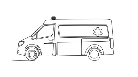 Side view of modern ambulance van with medical insignia Video stock 330121133
