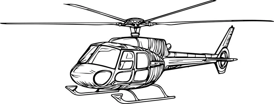 Side View of a Modern Helicopter Stock Illustration