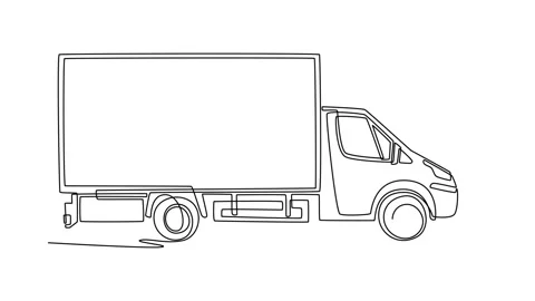 Side view of modern light commercial box van or delivery truck. Stock Footage 328298963