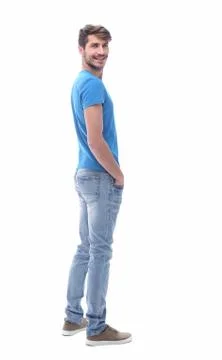 Side view . modern stylish guy looking at the camera. Stock Photos