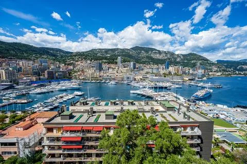 Side view to Monaco with the race track Stock Photos