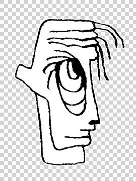 Side view monster man head black and white sketchy style drawing Stock Illustration