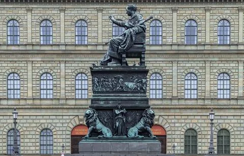 Side view of Monument Bronze Statue of King Maximilian I Joseph of Bavaria .. Stock-Fotos