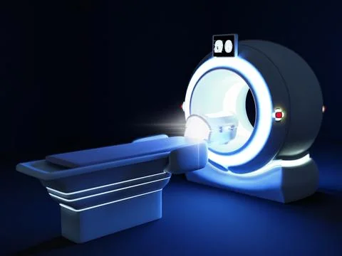 Side view of MRI SCANNER - Magnetic resonance imaging  device in Hospital 3.. Stock Illustration