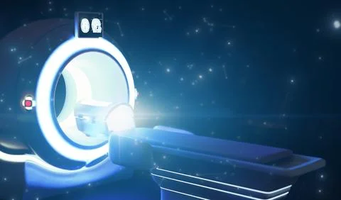 Side view of MRI SCANNER - Magnetic resonance imaging  device in Hospital 3.. Stock Illustration