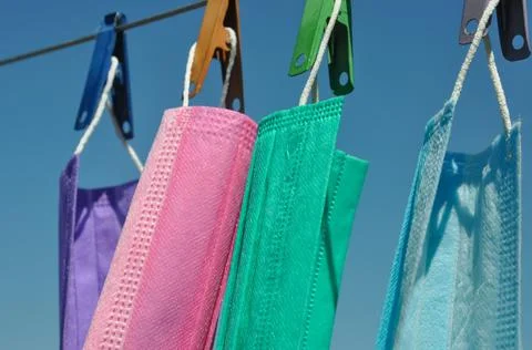 Side view of multi colored surgical face mask (Disposable mask) Stock Photos