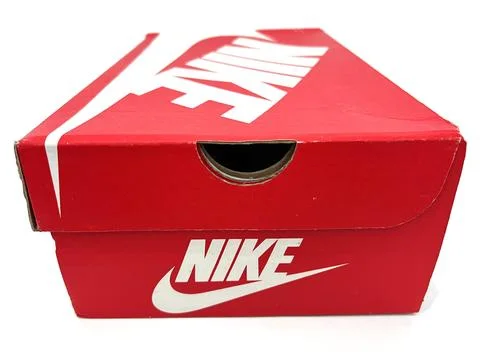 Side view of a Nike shoe box Stock Photos