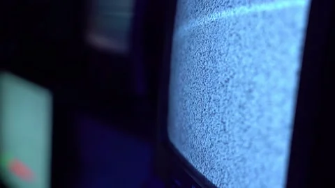 A side view of No signal on the old-fashioned television monitor Stock Footage 155791992