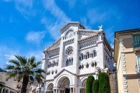 Side view to Notre-Dame in Monaco-Ville Stock Photos