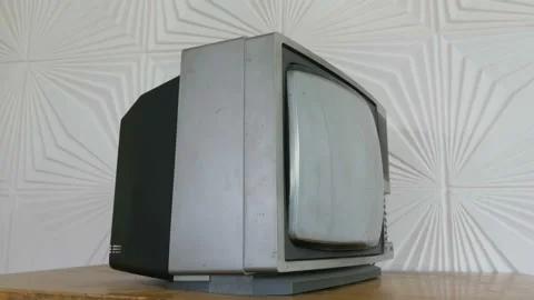 Side view of old analogue TV Stock Footage 96246175