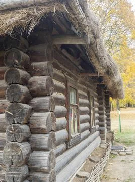 Side view of an old house made of timber. Vintage buildings Stock Photos