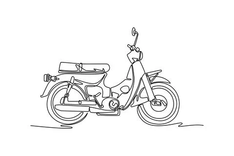 Side view of old retro moped motorbike on white background Stock Illustration