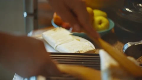 Side view of an open grill and ready shawarma close-up. Stock Footage 234772383