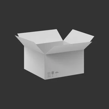 Side view open white box container realistic vector mockup illustration isola Stockillustratie