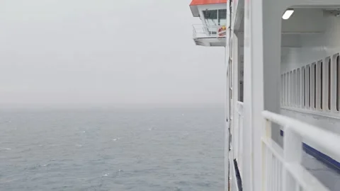 Side view from the outdoor passenger deck looking towards the front of the Video stock 301276807