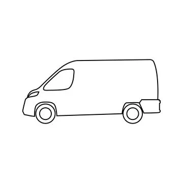 Side view outline of a courier van. Stock-Illustration
