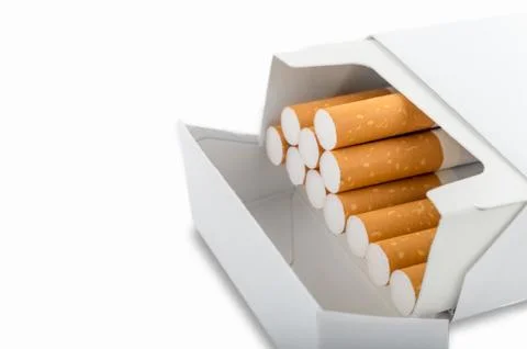 Side view of a pack of cigarettes - Plain tobacco packaging Stock Photos
