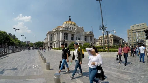 Side view of the Palace of Fine Arts in Mexico City. Stock Footage 114016905