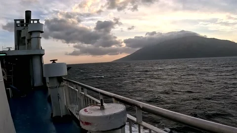 Side View of a Passenger Ship and Ocean Waves Stock Footage 233648184