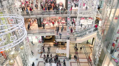 Side view of people on the shopping spree Stock Footage 61194518