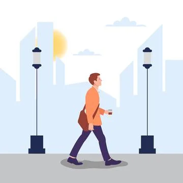 Side view of a people walking concept Stock Illustration