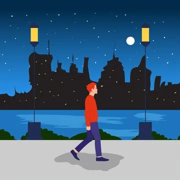 Side view of a people walking concept Stock Illustration
