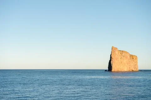 Side view of Perce Rock, Perce, Gaspe, Peninsula, Quebec, Canada Stock Photos