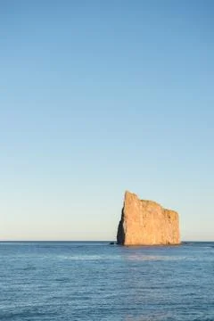 Side view of Perce Rock, Perce, Gaspe, Peninsula, Quebec, Canada Stock Photos