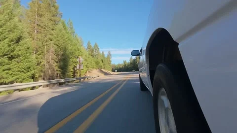 Side View of Pickup Truck Driving Along Rural Highway in Eastern Washington 4K Stock Footage 341504129