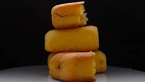 Side view pineapple cake rotating Stock Footage 103190377