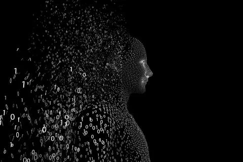 Side view of pixelated 3d man Stock Photos