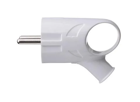 Side view of plastic electric plug with pulling ring Side view of plastic ... Stock Photos