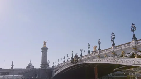 Side view of the Pont Alexandre III bridge in Paris during the day Stock Footage 236530600
