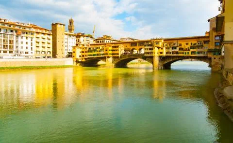 Side view of Ponte Vecchio bridge Stock Photos