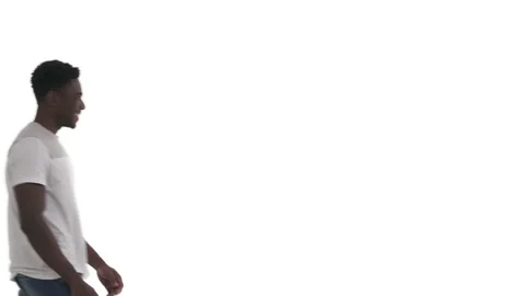 Side view portrait of black handsome guy meeting his pretty african girlfriend. Video stock 135577892